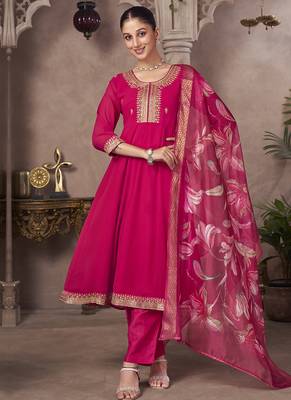 Pink embroidered georgette anarkali 5