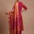 Pink & orange embroidered chinnon anarkali