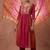 Pink & orange embroidered chinnon anarkali