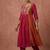 Pink & orange embroidered chinnon anarkali