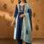 Navy blue embroidered chinnon anarkali