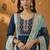 Navy blue embroidered chinnon anarkali