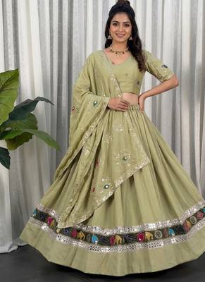 Olive Green Navratri Chaniya Choli 1