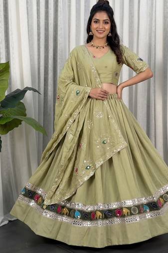 Olive Green Navratri Chaniya Choli