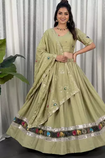 Olive Green Navratri Chaniya Choli