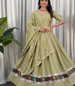Olive Green Navratri Chaniya Choli