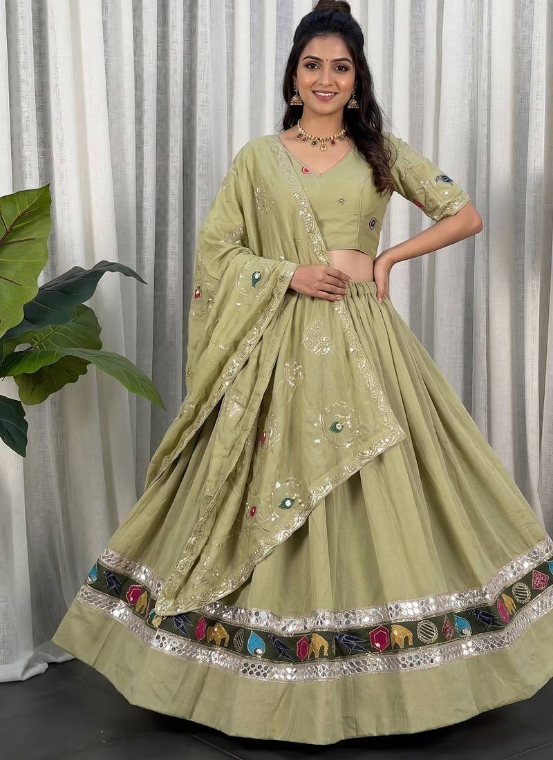 Olive Green Navratri Chaniya Choli
