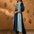 Navy blue embroidered chinnon anarkali