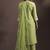 Green embroidered cotton blend straight
