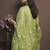 Green embroidered cotton blend straight