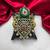 Antique Green Stone Fusion Kada with kundan pearl, Oxidized Silver Brass Cuff Bracelet, Tribal Boho Ethnic Bracelet