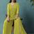Green embroidered georgette palazzo