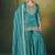Teal blue embroidered vichitra silk sharara