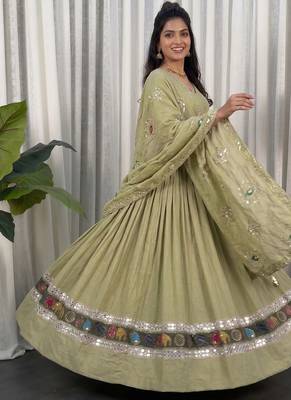 Olive Green Navratri Chaniya Choli 3