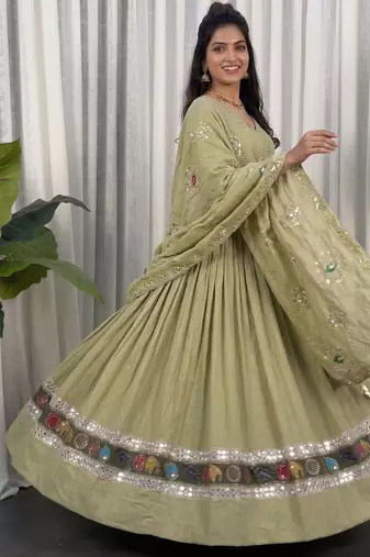 Olive Green Navratri Chaniya Choli