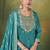 Teal blue embroidered vichitra silk sharara