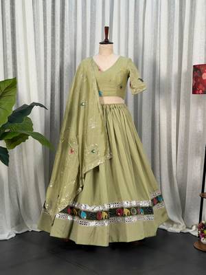 Olive Green Navratri Chaniya Choli 4