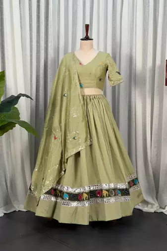 Olive Green Navratri Chaniya Choli