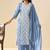Sky blue embroidered vichitra silk straight
