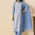 Sky blue embroidered vichitra silk straight