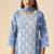 Sky blue embroidered vichitra silk straight