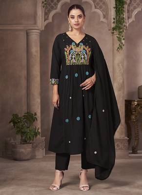 Black embroidery pure cotton straight 1