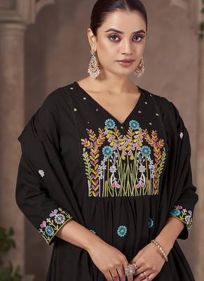 Black embroidery pure cotton straight 4