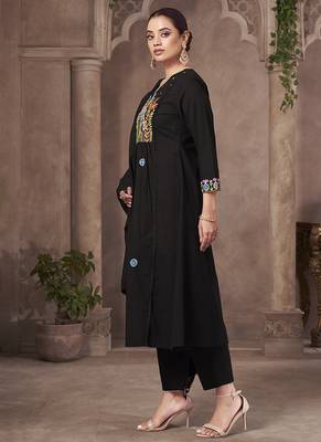 Black embroidery pure cotton straight 5