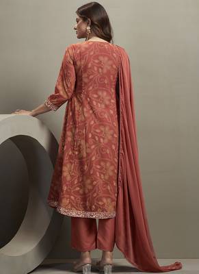 Orange embroidered georgette anarkali 2