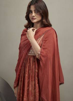 Orange embroidered georgette anarkali 5