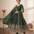 Green colour embroidered georgette anarkali suit set with dupatta & pant
