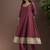 Wine embroidered chinnon anarkali