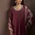Wine embroidered chinnon anarkali