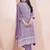Lavender Schiffli Embroidered Chinnon Straight Kurti Palazzo Set