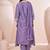 Lavender Schiffli Embroidered Chinnon Straight Kurti Palazzo Set