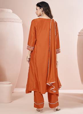 Orange schiffly with embroidered chinnon straight 2
