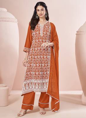 Orange schiffly with embroidered chinnon straight 3