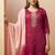 Red embroidered with handwork
 chinnon straight