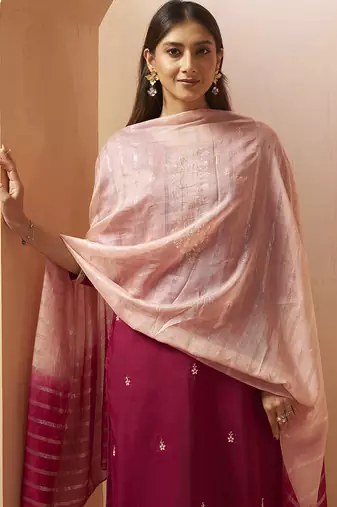 Red embroidered with handwork
 chinnon straight