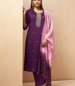 Wine embroidered with handwork
 chinnon straight