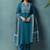 Blue printed cotton blend straight