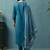 Blue printed cotton blend straight