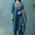 Blue printed cotton blend straight