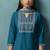 Blue printed cotton blend straight