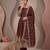 Maroon colour embroidered georgette anarkali suit set with dupatta & pant