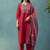 Red printed cotton blend straight