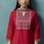 Red printed cotton blend straight