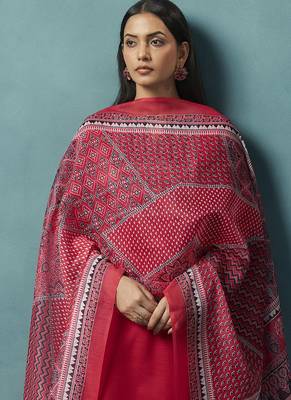 Red printed cotton blend straight 5