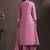 Pink embroidered schiffly pure cotton straight