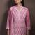 Pink embroidered schiffly pure cotton straight